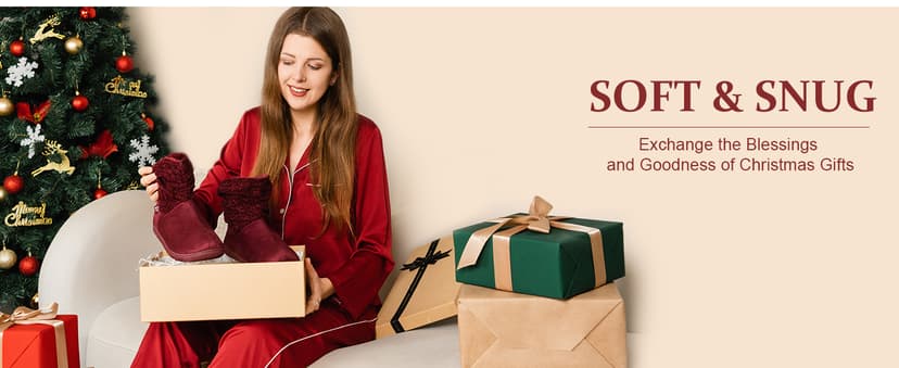 LongBay Women's Warm Chenille Knit Bootie Slippers Memory Foam Comfy Suede Fluffy Faux Fur Boots House Shoes