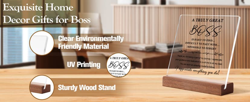Best Birthday Thank You Retirement Farewell Gifts for Female Boss Leader, Boss Inspirational Gifts Appreciation Keepsake Funnli Boss Gifts for Women Men, Bosses Day Gifts for Boss Lady Plaque B0C6XJX64Z