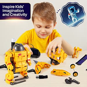 COBFDHA STEM Projects for Kids Age 8-12, Science Kits Boys, Solar Robot Space Toys Gifts 8-14 Year Old Teen Boys Girls, 120Pcs Building Experiments Robots Teenage Ages 9 10 11 12 , Yellow