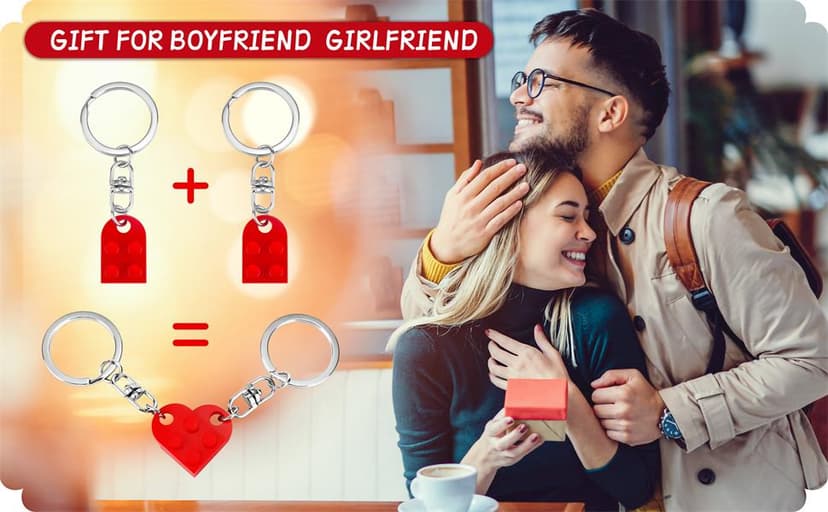 Couples Matching Stuff Gifts - Red Heart Keychain, Matching Couple Heart Keychains Decorations Christmas Valentines Day Gifts for Boyfriend Girlfriend