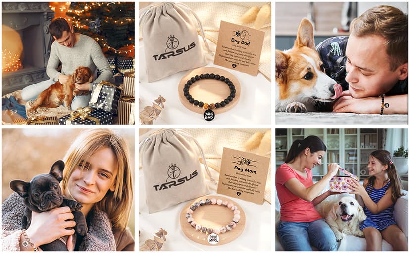 Tarsus Dog Mom Gifts for Women, Dog Mom Christmas Mothers Day Gifts, Best Dogs Lover Charm Bracelet Gift for Women