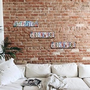 Gift for Father Vintage Best Papa Ever Street Sign Wall Decor Metal Tin Signs B0FF3G5Q6M