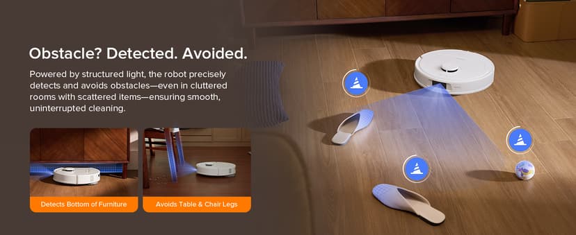 roborock Qrevo Series Robot Vacuum and Mop, 8000Pa Suction, Upgraded from Qrevo S, Anti-Tangle Brush, Smart Obstacle Avoidance, Auto Mop Washing, All-in-One Dock, 200RPM Spinning Mops, White(QV 35A)