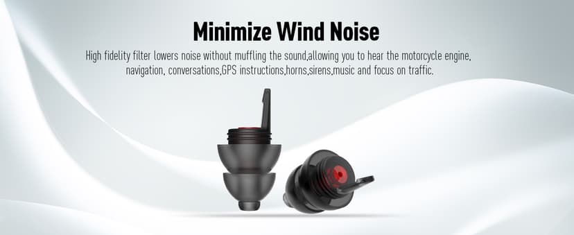 Motorcycle Ear Plugs for Wind Noise Reduction, Keep Comms Clear, Comfort Under Helmet & Prevent Hearing Damage, Noise Canceling 25 dB, Reusable Earplugs for Motorbike, Touring, Racing, Shooting