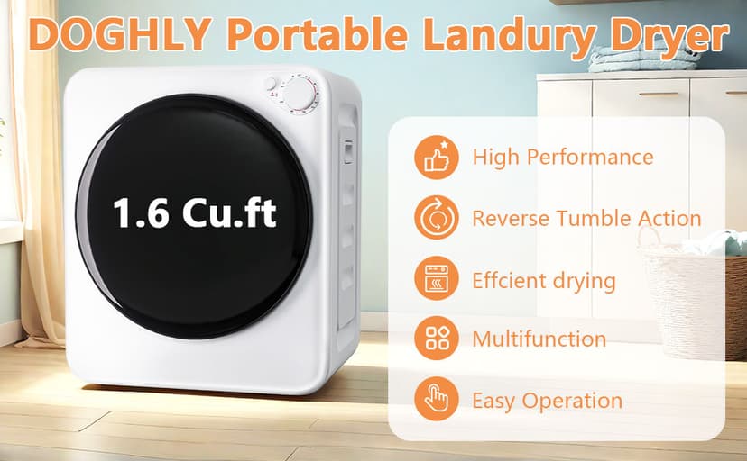 DOGHLY Portable Washer and Dryer Combo Set, 32 lbs Portable Clothes Dryers, 5 Drying Modes, 18 lbs Fully Automatic Washing Machine, Compact Washer and Dryer for Apartment, RV, Dorm