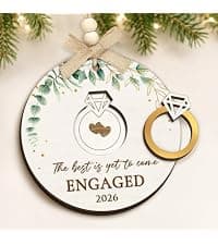 Bride to Be and Fiance Gifts, Newly Proposal Decor, She Said Yes Bridal Shower Couples Presents, 2-layer Wooden Ornaments Engaged Ornament 2026, First Christmas Engagement Ring Keepsake Gift B0H86HP1VB