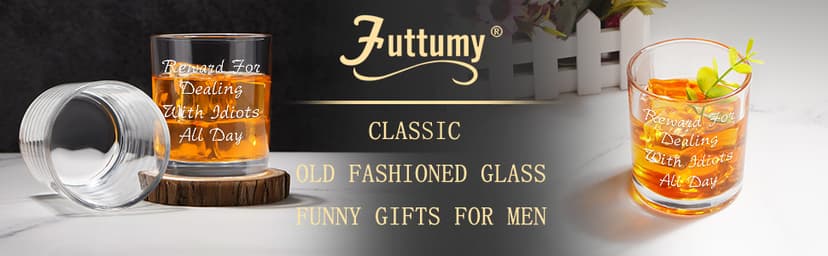 Futtumy Reward For Dealing With Idiots All Day Whiskey Glass, Funny Gifts for Men Coworker Friend Husband Boss Him, Novelty Old Fashioned Glass for Christmas Fathers Day Bosses Day Birthday, 10 oz