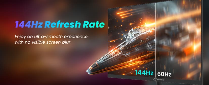 ArcticPro 24inch Computer Monitor, FHD 1080p, 144Hz Office and Gaming Monitor, IPS, Adaptive Sync, 110% sRGB, 1ms, 3-Sided Frameless, Ultra Slim, VESA Mountable, Anti-Blue Light Design, HDMI, DP