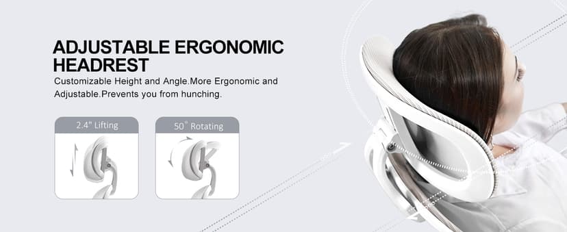 Ergonomic Office Chair,Ultra Thick Office Desk Chair with Adjustable Lumbar Support and Headrest,Spring Cushion,Rocking Function,Flip-up arms,Mesh Computer Chair for Home Office,Grey