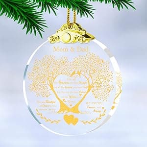 Anniversary Ornament Gift for Mom and Dad Wedding, Mom and Dad Anniversary Ornament, Moms and Dads Christmas Glass Ornaments Gift for Couple Husband Wife Married Parents Grandparents 3"