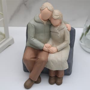 Couple Anniversary Sculpted Hand-Painted Figure Gifts Husband and Wife Wedding Figurine Gift, Happy 10th - 80th Anniversary Statue for Him and Her Together