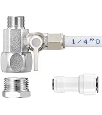 Inline Water Filter Kit for Ice Maker and Refrigerator,Include Feed Water Valve,1/4" Water Line and Quick Connect Fittings,Ideal for Ice Maker,Refrigerator,RO(Reverse Osmosis) System