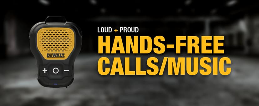 DEWALT Wearable Bluetooth Speaker (Updated Version), Clip-On Wireless Jobsite Pro Water-Resistant Portable Speaker (Non-Magnetic), Built-in Mic for Hands-Free Music/Calls, Bluetooth Speaker (Yellow)