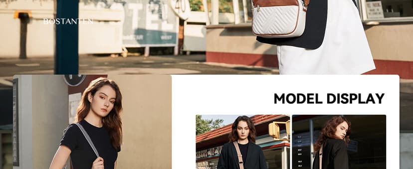 BOSTANTEN Quilted Crossbody Bags for Women Vegan Leather Purses Small Shoulder Handbags with Wide Strap