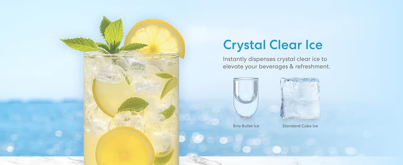 Brio 520 ICE Water Dispenser for 5 Gallon Bottle | Bullet Ice Maker Bottom Load Cooler | UV Self Cleaning, LED Touch Display with Digital Clock, Night Light, Child Safety Lock | 2X Fast Dispense