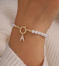 MONOZO Gold Bracelets for Women Christmas Gifts - Dainty 18K Gold Plated Disc Monogram Letter A-Z Initial Bracelets for Women Trendy Personalized Letter Bracelet Birthday Christmas Gifts for Her