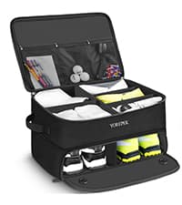 YOREPEK 2 Layer Golf Trunk Organizer, Golf Gifts for Men with Separate Ventilated Compartment for 2 Pair Shoes, Waterproof Car Trunk Locker for Balls, Tees, Clothes, Gloves, Accessories, Golfer Gifts