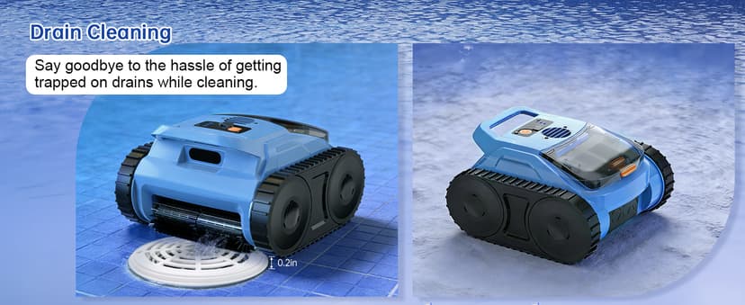 (2025 Upgrade) Pool Vacuum for Inground Pools, Robotic Pool Cleaner, Wall Climbing Pool Cleaner, Cleans Pool Floors, Drain & Walls & Waterline, Cleaning Up to 2100 Sq.ft, 180 Min