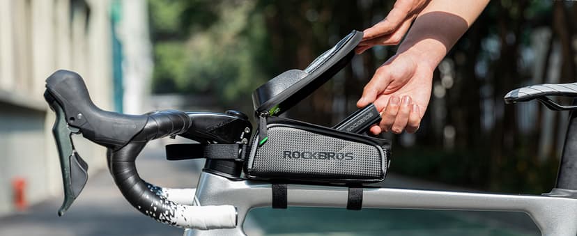 E-Bike Accessories for Men Women Compatible Phone Under 7” Straps Fit All Frames ROCKBROS Bike/Bicycle Phone Front Frame Bag, Waterproof, Tube Cycling Pouch B079QKP848
