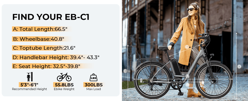 Electric Bike for Adults, Peak 1000W Ebike, 50Miles 21.7MPH UL 2849 Certified Commuter Bike, 26'' City Cruiser Bicycle with 48V Removable Battery, Rear Rack, Adjustable Stem, 7 Speed