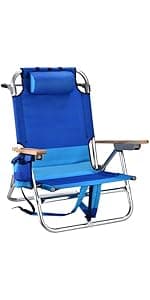 Backpack Beach Chairs for Adults Capacity 300 LBS high 5 Position Beach Chair with Pouch Straps Folding Lightweight Reclining Aluminum Wide Lay Flat Single