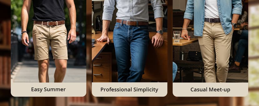 Buffway Men’s Full Grain Leather Belt – Solid One-Piece Leather, 1.5” Wide for Jeans & Business Casual, Gift Box Included