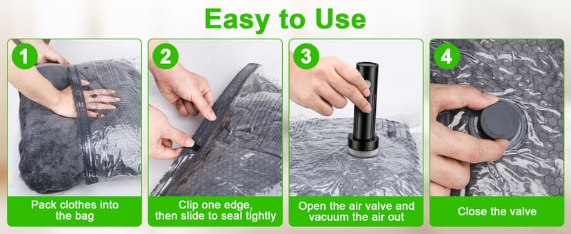 Vacuum Seal Bags for Clothing with Wireless Electric Pump - Travel & Home Use, 15 Pack Ideal Space Saver Vacuum Storage Bags, Travel Vacuum Bags for Luggage