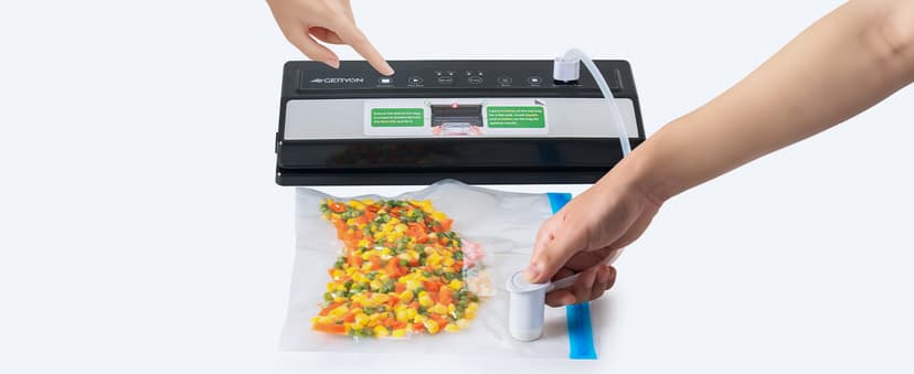 GERYON Vacuum Sealer Machine – Automatic Food Vacuum Sealer for Dry & Moist Food, Compact with LED Touch Panel, Includes Zipper Bags & Roll, Perfect for Sous Vide & Freezer Storage (Silver)