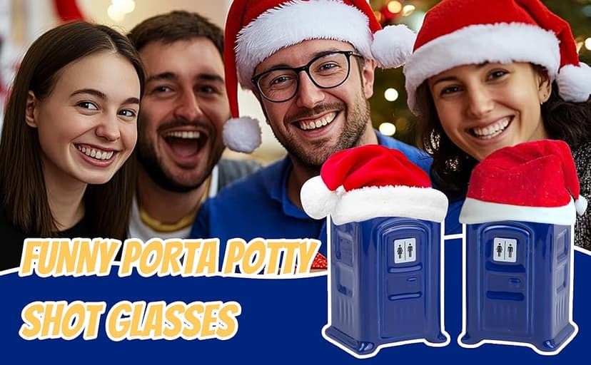 Ceramic Porta Potty Shot Glasses(1 PACK), White Elephant Gift for Adults, Gag Gifts Funny for Adults, Top Choice Secret Santa Gifts for Men, Friends and Coworker