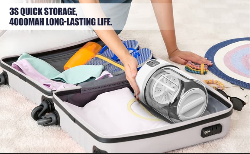 Underwear Washing Machine, Upgrade 1.5L Mini Portable Washing Machine Rechargeable Underwear Washer Deep Cleans Small Clothes for Apartment, Dorm, RV, Travel & Hotel Use