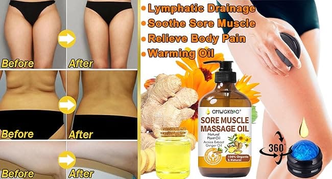 Massage Oil for Massage Therapy,Lymphatic Drainage-Ginger Oil Sore Muscle Arnica Oil &Lavender Oil Relaxing Massage Oils for Date Night,Massage Ball,Fathers Day Gift for Husband,Men, Gifts for Him Her
