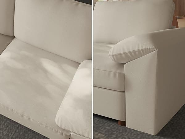 EASE MOOSE Leather Sectional Couch, Oversized Modular Sectional Sofas, Wide Deep Seat Modular Couch, Scratch Resistant Faux Leather Material, L Shaped Sofa for Big Spaces, Beige