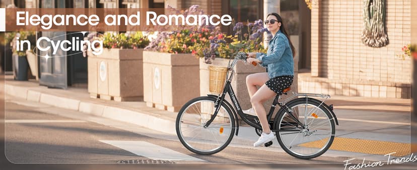 Outroad Beach Cruiser Bike, 24/26 inch Commuter Bicycle for Adult and Women,High-Carbon Steel Comfortable City Bikes with Rear Rack and Basket, (Black/Pink/White/Green/Purple)