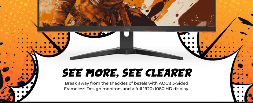 AOC C32G2ZE 32" Curved Frameless Gaming Monitor, Full HD 1920x1080, VA, 0.5ms 240Hz, AMD FreeSync Premium, DP/HDMI/VGA, VESA, 3-3-1 Re-Spawn Program, Xbox PS5 Switch,Black