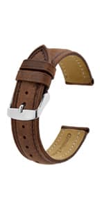 BISONSTRAP Men's Watch Bands, Hand-Stitched Leather Watch Straps, Quick Release, 18mm 19mm 20mm 21mm 22mm
