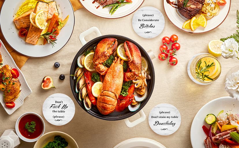 White Elephant Gifts for Adults, Funny Coasters Set of 6 with Holder Christmas Stocking Stuffers for Men Women, Gag Gifts Couples Birthday Housewarming Secret Santa Cool Friend Presents for Her Him