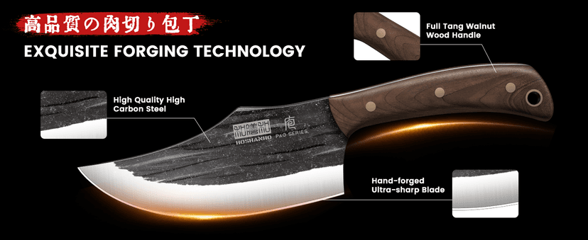 Butcher Knife Set, Hand Forged Butcher Chef Knife Set with Roll Bag, Sharp Meat Cleaver Knife & Bone Chopper Knives & Fillet Knives for Home & Camping & BBQ Gift for Men