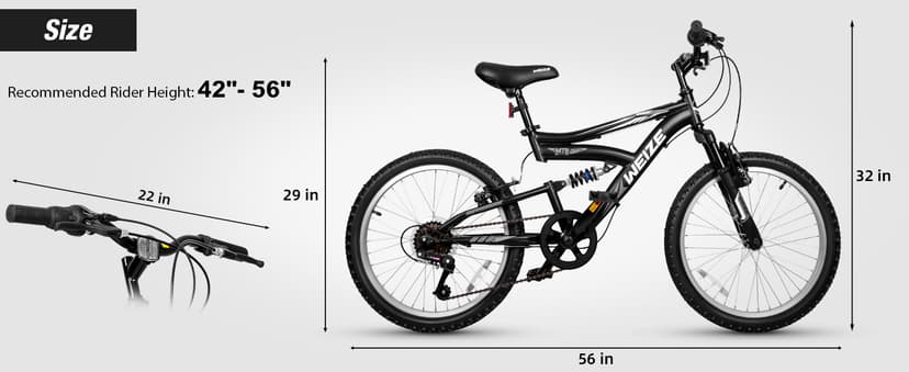 WEIZE Kids Mountain Bike, 20 24 inch Kids' Bicycles for 6-14 Years Old Boys Girls with Dual Full Suspension, 6 Speeds Drivetrain, High-Carbon Steel Frame, Ideal for Young Riders and Adventurers