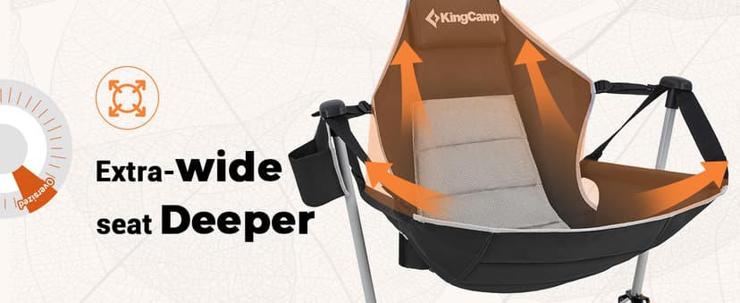 KingCamp Hammock Camping Chair, Swinging Portable Camp Chairs for Adults, 400lbs Heavy Duty Oversized Folding Rocking Chair with Adjustable Recline, Aluminum Alloy Frame for Outdoor Patio Beach Sport