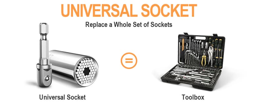 Super Universal Socket Tools Gifts for Men - Christmas Stocking Stuffers for Men Grip Socket Set with Power Drill Adapter Cool Stuff Ideas Gadgets for Him Birthday Gifts for Dad Women Husband (7-19mm)