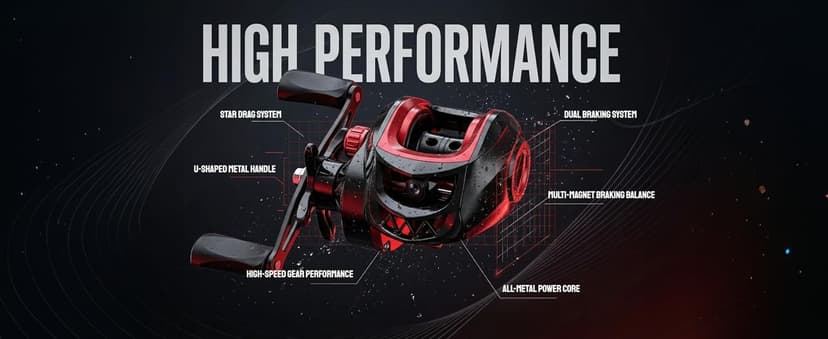 Metal + Nylon Baitcasting Reel - 7.2:1 High-Speed, Metal Spool, Dual Magnetic Brake, 8kg Drag, Long-Casting Anti-Backlash Lure Reel for Bass & Multi-Species Fishing