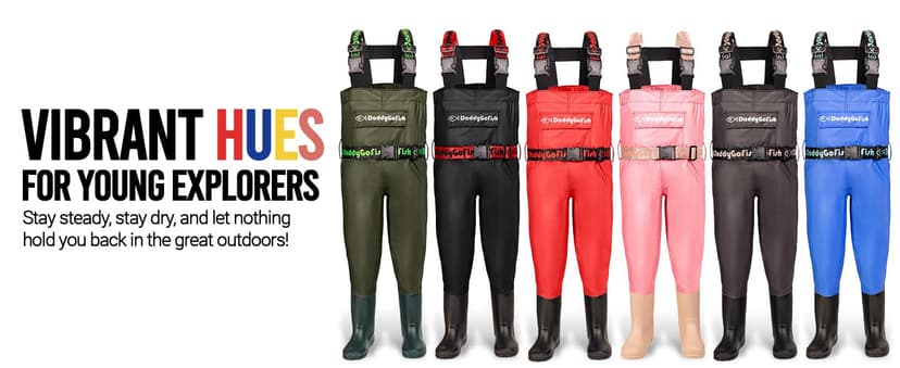 DaddyGoFish Chest Waders for Kids and Adults, Fishing and Hunting Waders with a Pocket and a Wader Hanger