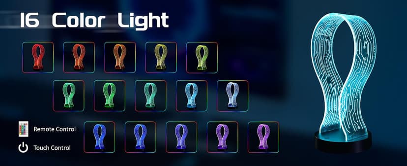 PCB Pattern Acrylic Headset Stand with 1 USB and 1 Type-C Charging Ports, Gifts for Men Boy Father Dad and DJ Music Lovers CoolGift Mart Light Up Headphone Stand, Gifts for Gamers B0DGKV973D