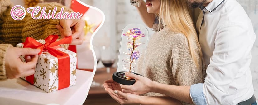 Childom Birthday Gifts for Women,Flowers for Delivery Prime,Colorful Rainbow Light Up Rose in A Glass Dome,Christmas Rose Gifts for Her Mom Women Wife Girl Grandma on Christmas Anniversary Valentines