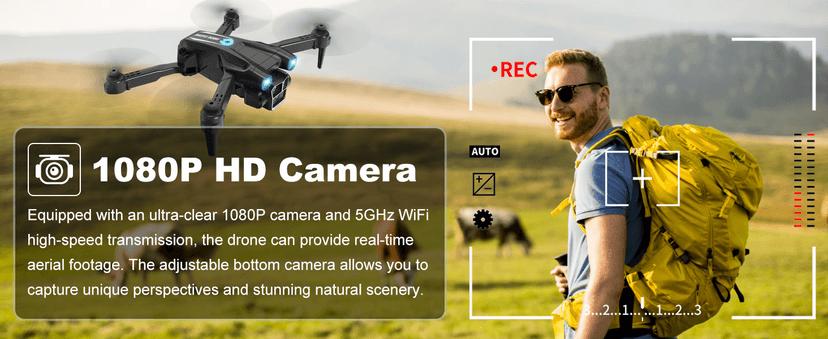 Drone with Camera 1080P HD, Mini Drone for Beginners Kids Adults, RC Quadcopter with 2 Batteries, Carrying Case, Stable Hover, Trajectory Flight, Gravity Control, One Key Take Off/Land, Black