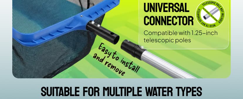 Lime Ultra-Durable Pool Skimmer Net – Deep Fine Mesh for Efficient Leaf & Debris Cleaning, Fits Standard Pool Poles (Net Only, No Pole)