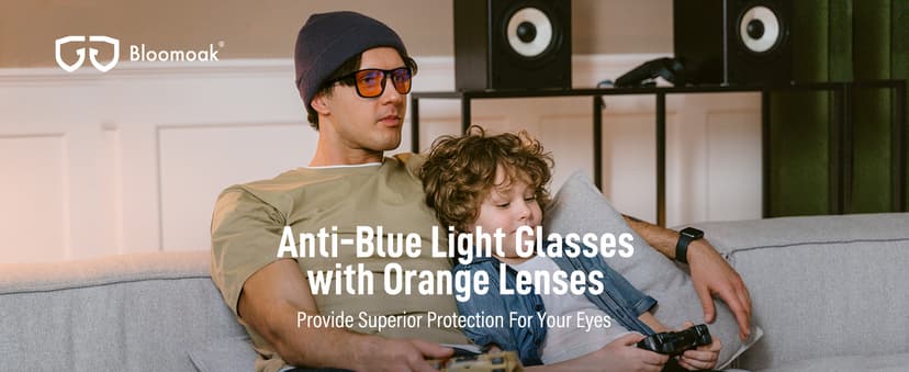 Bloomoak-99% Blue Light Blocking Glasses - Gaming Glasses - Anti Glare - Anti Fatigue -Suitable for Screens, Games, TVs