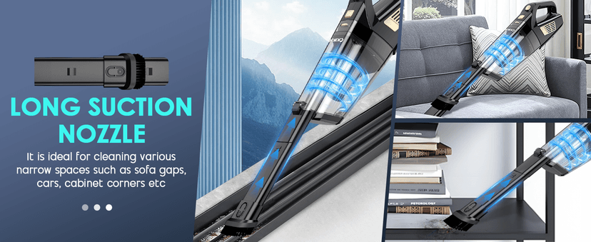 CKIKH Handheld Vacuum Cordless, 15000PA Strong Suction Hand Held Car Vacuum Cleaner Portable with Multi-Nozzles & Washable Filter, Lightweight Dust Busters Rechargeable for Home, Car, Office, Pets