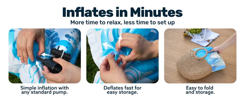 SLOOSH Inflatable Pool Floats Lounger Adult, Pool Float Lounge Raft Floaties Water Floating Recliner Chair with Cup Holders Foot Rest Swimming Floaty