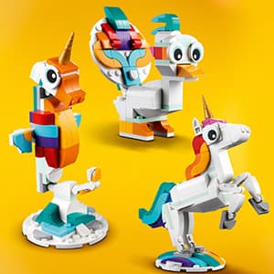 LEGO Creator 3 in 1 Magical Unicorn Toy, Transforms to Seahorse to Peacock, Rainbow Animal Figures, Unicorn Gift for Grandchildren, Girls and Boys, Buildable Toys, 31140 B0BLJ4SVWV